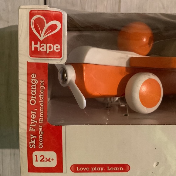 NIB Hape Early Explorer 12m+ Sky Flyer Orange Wooden Airplane ✈️ - Picture 5 of 8